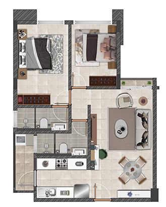 Ava – Master Plan 2 Bedroom
